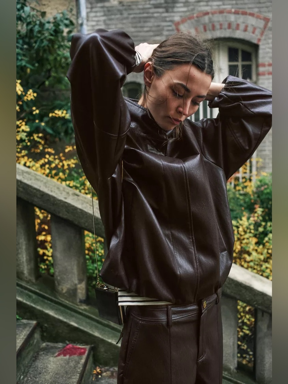 NWT Zara FAUX LEATHER HIGH COLLAR JACKET